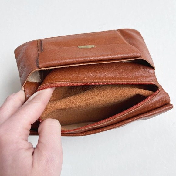 Vintage Buxton Cognac Brown Leather Fold Over Wallet Clutch - Picture 4 of 6